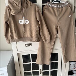 Brown Sweatpants and Hoodie Set
